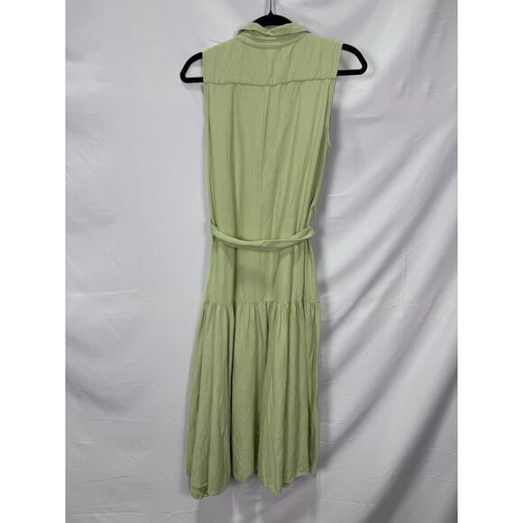 Marissa Webb x RTR Light Green Linen Sleeveless Tie Waist Midi Dress Size M READ - Picture 5 of 10